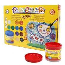 PlayColor Basic Liquid Pack de 12 Temperas 40ml - No Ondula el Papel - Gran Viscosidad - Alta Opacidad - Colores Surtidos