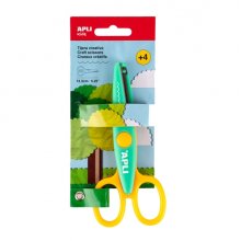 Apli Kids Tijera Escolar Creativa 13.5cm - Corte Dentado - Color Verde/Amarillo