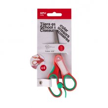 Apli Kids Tijera Escolar 13 cm - Punta Redondeada - Ergonomica - Espacio para el Nombre - Uso Ambidiestro - Color Rojo