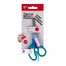 Apli Kids Tijera Escolar 13 cm - Punta Redondeada - Ergonomica - Espacio para el Nombre - Uso Ambidiestro - Color Azul