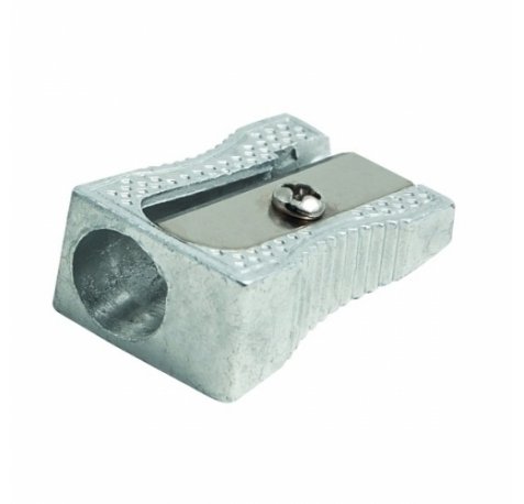 Faibo Afilalapiz Metalico para Lapices de hasta 8mm - Forma de Cuña - Color Aluminio (24 uds)
