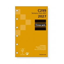 Finocam C299 Recambio para Agenda Classic - Anual 2027 - Semana Vista Horizontal - Formato 602 - 73x114mm - 6 Taladros - Papel de 80g/m2 - Esquinas Microperforadas - Color Blanco Finocam C299 Recambio para Agenda Classic - Anual 2027 - Semana Vista Horizontal - Formato 602 - 73x114mm - 6 Taladros - Papel de 80g/m2 - Esquinas Microperforadas - Color Blanco
