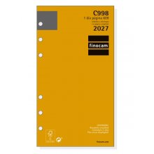 Finocam C998 Recambio para Agenda Classic - Anual 2027 - 1 Dia por Pagina - Formato 609 - 94x171mm - 6 Taladros - Papel de 70g/m2 - Esquinas Microperforadas - Color Blanco Finocam C998 Recambio para Agenda Classic - Anual 2027 - 1 Dia por Pagina - Formato 609 - 94x171mm - 6 Taladros - Papel de 70g/m2 - Esquinas Microperforadas - Color Blanco