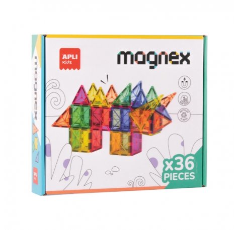 Apli Magnex Juego de Construccion Magnetico - 36 Piezas Geometricas - Recomendado para NiÃ±os a partir de 3 AÃ±os