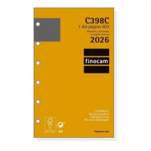 Finocam C398C Recambio para Agendas Classic en Catalan - Anual 2026 - Esquinas Microperforadas - Formato 603 - 79x18x127mm - 1 Dia por Pagina - Color Blanco
