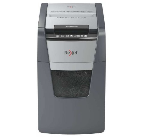 Rexel Optimum Autofeed 150M Destructora Automatica de Microcorte - Alimentacion Automatica de Hasta 150 Hojas A4 - Clasificacion de Seguridad P-5 - Negro