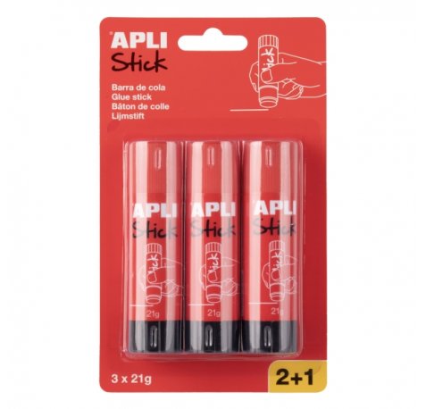 Apli Pack con 3 Barras de Pegamento 21g - Facil Aplicacion - Secado Rapido - Transparente