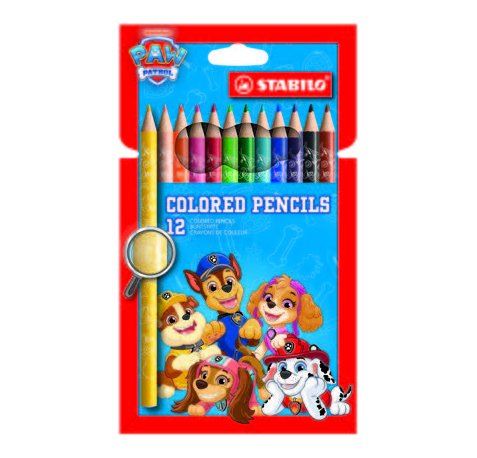 Stabilo Patrulla Canina Pack de 12 Lapices de Colores con DiseÃ±os de la Patrulla Canina - Ideal para el Colegio - Colores Surtidos