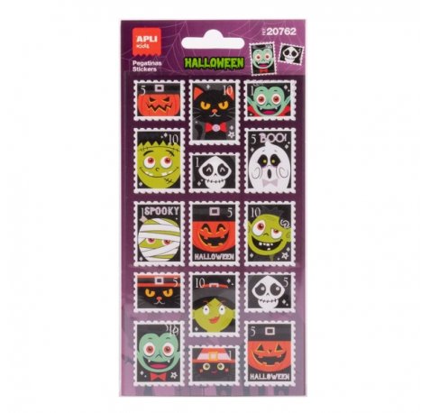 Apli Kids Sellos Pack con 30 Pegatinas de Halloween con Forma de Sello Postal - Perfectas para Decorar Cuadernos, Agendas, etc...
