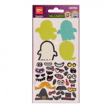 Apli Kids Glow in the Dark Pack con 66 Pegatinas de Halloween - Brillan en la Oscuridad - Destacan por su IncreÃ­ble Efecto Luminoso