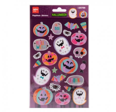 Apli Kids Calabaza Rosa Pack con 24 Pegatinas de Halloween - Perfectas para Decorar Cuadernos, Agendas, etc...