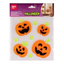 Apli Kids Pack con 12 Pegatinas Jelly de Halloween para Ventanas, Cristales, Espejos etc.. - DiseÃ±o Calabazas - Reposicionables - Textura Suave y Flexible - No dejan Residuos