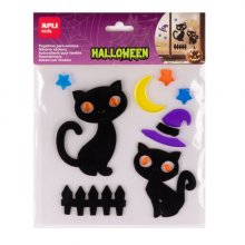 Apli Kids Pack con 10 Pegatinas Jelly de Halloween para Ventanas, Cristales, Espejos etc.. - DiseÃ±o Gatos Negros - Reposicionables - Textura Suave y Flexible - No dejan Residuos