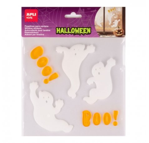 Apli Kids Pack con 11 Pegatinas Jelly de Halloween para Ventanas, Cristales, Espejos etc.. - DiseÃ±o Fantasmas - Reposicionables - Textura Suave y Flexible - No dejan Residuos