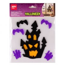 Apli Kids Pack con 7 Pegatinas Jelly de Halloween para Ventanas, Cristales, Espejos etc.. - DiseÃ±o Casa Embrujada - Reposicionables - Textura Suave y Flexible - No dejan Residuos