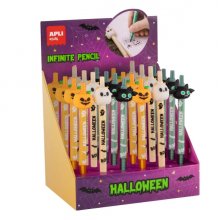 Apli Kids Halloween Expositor con 24 Lapices Infinitos - 3 Modelos Diferentes