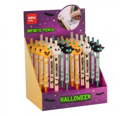 Apli Kids Halloween Expositor con 24 Lapices Infinitos - 3 Modelos Diferentes