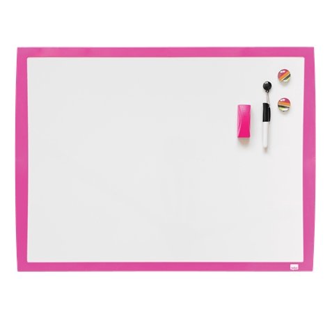 Nobo Pizarra Blanca Magnetica Pequeña 585x430 - Colores Vibrantes - Accesorios Incluidos - Fucsia