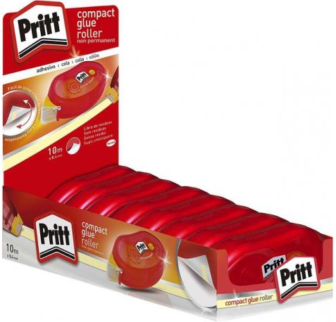 Pritt Micro Roller Expositor de 8 Cintas Correctora 8.4mm x 10m - Adhesivo Removible - Aplicacion Limpia - Preciso - Reciclable