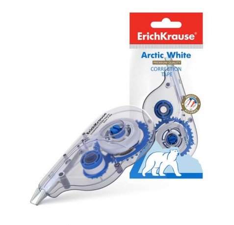 Erichkrause Cinta Correctora Arctic White - 5mm x 8m - Secado Inmediato - Permite Escritura Sobre La Correccion - Control de Cinta - Color Blanco