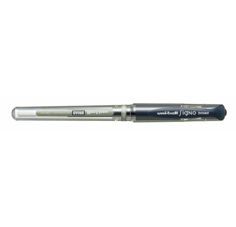 Uni-ball Signo Broad UM-153 Roller de Tinta Gel - Punta de Bola 1mm - Trazo Estilografico - Sujecion de Caucho - Color Azul Oscuro (12 uds)