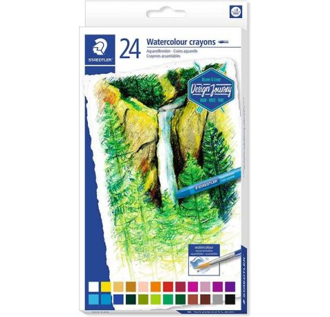 Staedtler Crayones Acuarelables 223 Pack de 24 Lapices de Cera - Facil de Mezclar - Extremadamente Opacos - Colores Surtidos