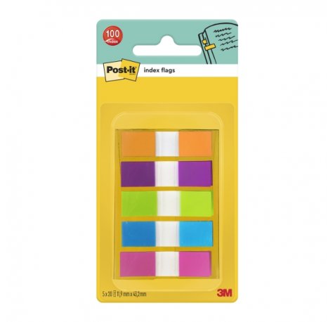 Post-It Index Dispensador con 100 Marcadores de Indice Reposicionables - Forma Rectangular - Colores Surtidos