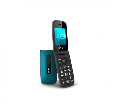 SPC Titan 2 Telefono Movil 4G para Mayores con Tapa - Pantalla 2.4" Cristal Antirayaduras - Teclas XL con Voz - Timbre Extra Alto 104 dB - Boton SOS e ICE - Smart Help - Resistencia IP44 - Una Semana de Bateria - Color Azul