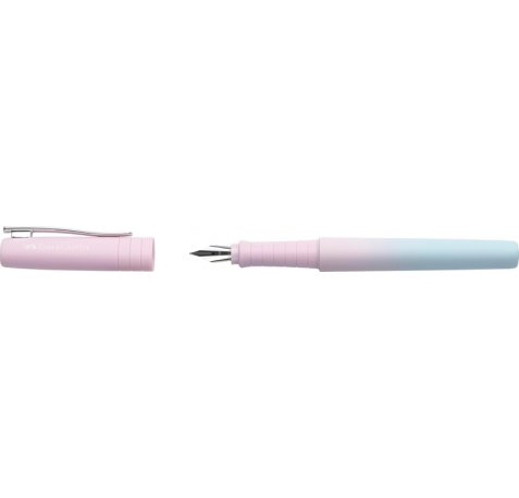 Faber-Castell Poly Ball Flow Edition Blushing Sky Pluma Estilografica - Ancho del Plumin Medio - Suave al Tacto - Color Rosa/Azul Degradado