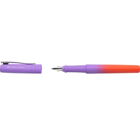 Faber-Castell Poly Ball Flow Edition Punchy Melon Pluma Estilografica - Ancho del Plumin Medio - Suave al Tacto - Color Lila/Rojo Degradado