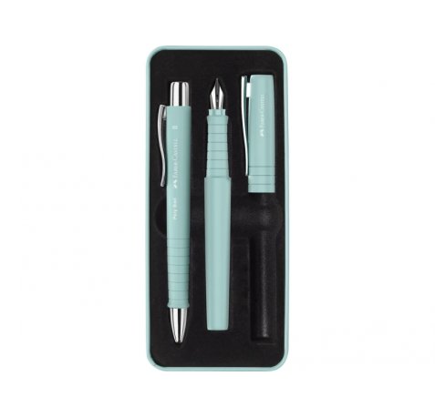 Faber-Castell Poly Pack de Boligrafo Poly Ball y Pluma Estilografica Poly Pen con Plumin B - Clip de Metal - Color Verde Claro