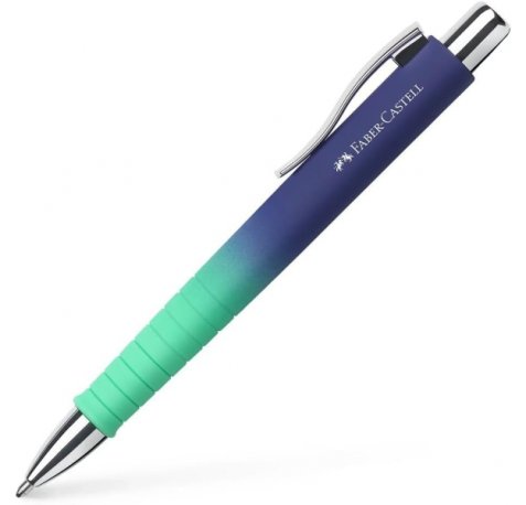 Faber-Castell Poly Ball Flow Edition Buzzing Blue Boligrafo Retractil XB - Forma Triangular Ergonomica - Suave al Tacto - Color Azul/Turquesa Degradado (5 uds)
