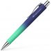 Faber-Castell Poly Ball Flow Edition Buzzing Blue Boligrafo Retractil XB - Forma Triangular Ergonomica - Suave al Tacto - Color Azul/Turquesa Degradado (5 uds)