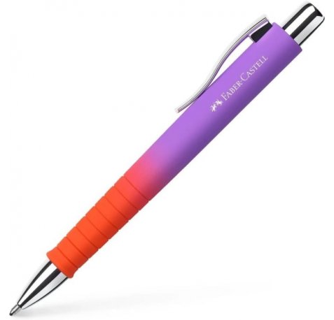 Faber-Castell Poly Ball Flow Edition Punchy Melon Boligrafo Retractil XB - Forma Triangular Ergonomica - Suave al Tacto - Color Lila/Rojo Degradado (5 uds)