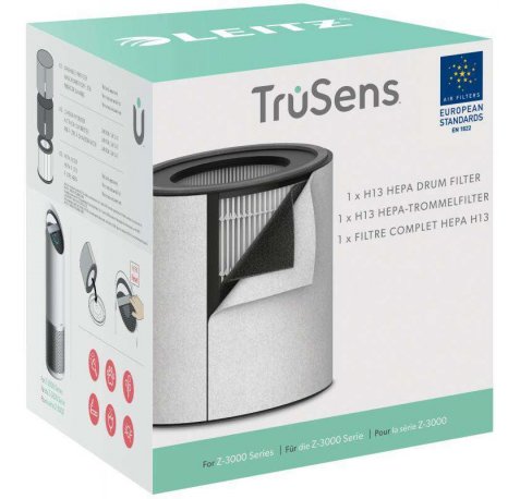 Leitz Trusens Z-3000/Z-3500 Filtro Hepa 3 en 1 H13 de Repuesto - Captura 99,95% de Particulas Ultrafinas - Lavable - Cambio Indicador - Compatible con Purificador de Aire Grande - Color Negro