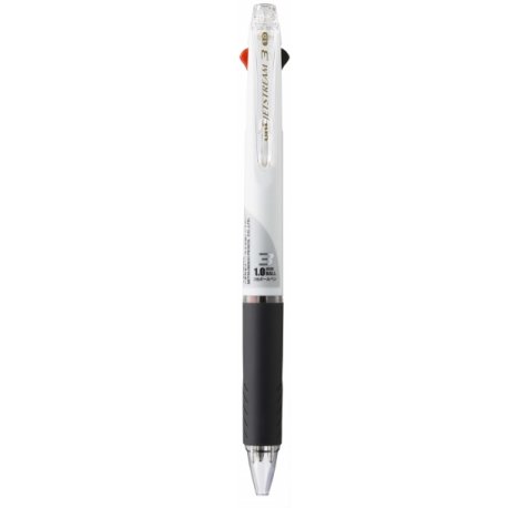 Uni-ball JetStream SXE3-400-10 Boligrafo Multiple - Punta de Bola 1mm - Tinta Resistente al Agua y Luz - Secado Instantaneo - Ideal para Zurdos - Color Blanco (10 uds)