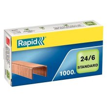Rapid Confort Caja de 1000 Grapas 24/6 - Hasta 20 Hojas - Alambre Flexible Cobreado - Patilla de 6mm
