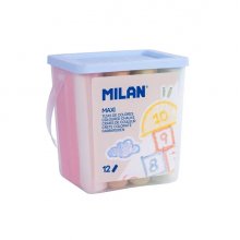 Milan Pack de 12 Tizas Redondas Maxi Ã¸ 2,4cm - Antipolvo - No Contienen Caseina - Colores Surtidos