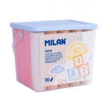 Milan Pack de 20 Tizas Redondas Maxi Ã¸ 2,4cm - Antipolvo - No Contienen Caseina - Colores Surtidos