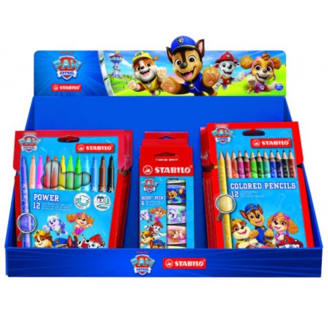 Stabilo Patrulla Canina Expositor de 26 Packs Variados para Colorear con DiseÃ±os de la Patrulla Canina - Lapices de Colores, Fluorescentes y Rotuladores - Colores Surtidos
