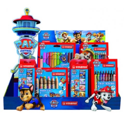 Stabilo Patrulla Canina Expositor de 33 Packs Variados para Colorear con DiseÃ±os de la Patrulla Canina - Lapices de Colores, Fluorescentes y Rotuladores - Colores Surtidos