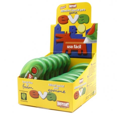 Instant Roller de Adhesivo Especial para Goma EVA - Aplicacion Limpia y Facil - Pegado Instantaneo - Sin Disolventes (12 uds)