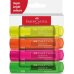 Faber-Castell Textliner 46 Superfluorescente Pack de 4 Marcadores Fluorescentes - Punta Biselada - Trazo entre 1mm y 5mm - Tinta con Base de Agua - Colores Surtidos