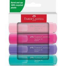 Faber-Castell Textliner 46 Pack de 4 Marcadores Pastel - Punta Biselada - Trazo entre 1mm y 5mm - Tinta con Base de Agua - Colores Pastel Surtidos