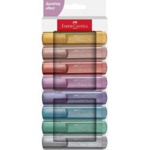 Faber-Castell Textliner 46 Pack de 8 Marcadores Metalizados - Punta Biselada - Trazo entre 1mm y 5mm - Tinta con Base de Agua - Colores Pastel Surtidos