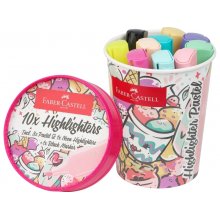Faber-Castell Textliner 46 Pastel Pack de 10 Marcadores Fluorescentes - DiseÃ±o del Pack Tarrina de Helado - Punta Biselada - Trazo entre 1mm y 5mm - Tinta con Base de Agua - Colores Surtidos