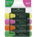 Faber-Castell Textliner 48 Pack de 4 Marcadores Fluorescentes - Punta Biselada - Trazo entre 1.2mm y 5mm - Tinta con Base de Agua - Colores Surtidos