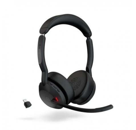 Jabra Evolve2 55 MS Auriculares Estero Link 380 con Microfono - Bluetooth - USB-C - Cancelacion de Ruido - Diadema Ajustable - Color Negro