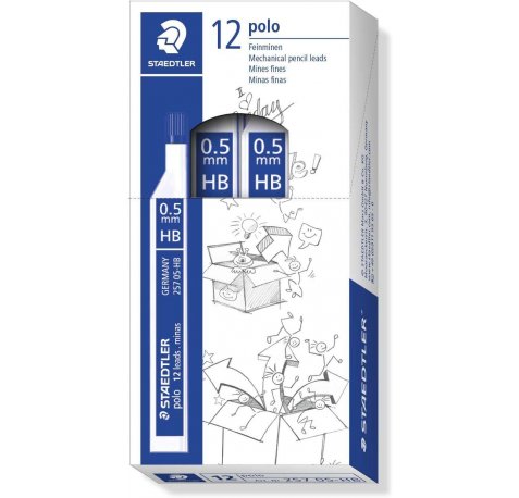 Staedtler Polo 257 Tubo con Minas de Grafito - Graduacion HB - Trazo 0.5mm (12 uds)