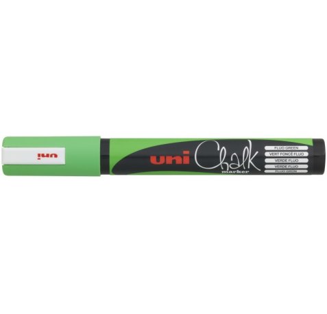 Uni-ball PWE-5M Marcador de Tiza Liquida - Punta Conica 1.8-2.5mm - Borrado en Humedo - Resistente a la Lluvia - Color Verde (6 uds)